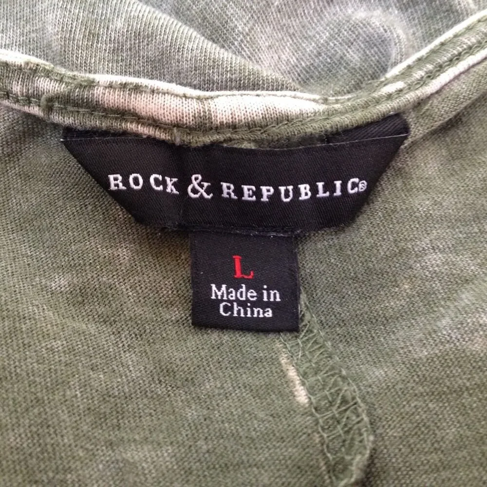 Womens Rock & Republic String Tie V Neck Sz L Tye Dye Tunic Top - Picture 5 of 7